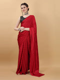 kasee Red & Black Striped Poly Georgette Saree | Grocsy