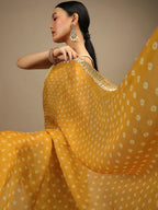 Sangria Bandhani Printed Beads and Stones Saree | Grocsy