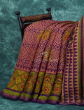Light Orange And Purple Colour Printed Semi Chanderi Saree By Gayathri Reddy Designer Studio | Grocsy