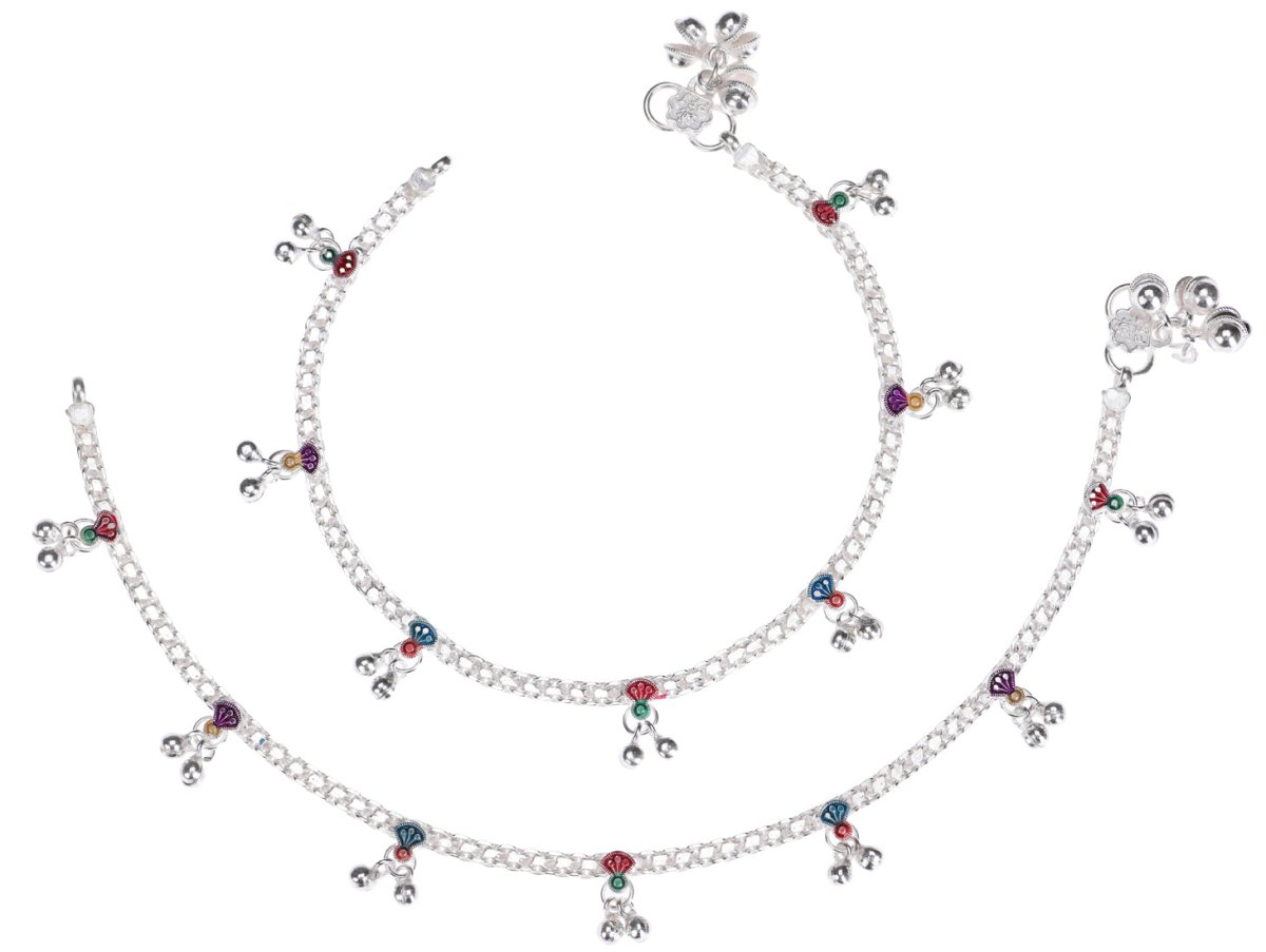 AanyaCentric Silver Plated Traditional Anklets Payal - Classic and Stylish for Women and Girls | Grocsy
