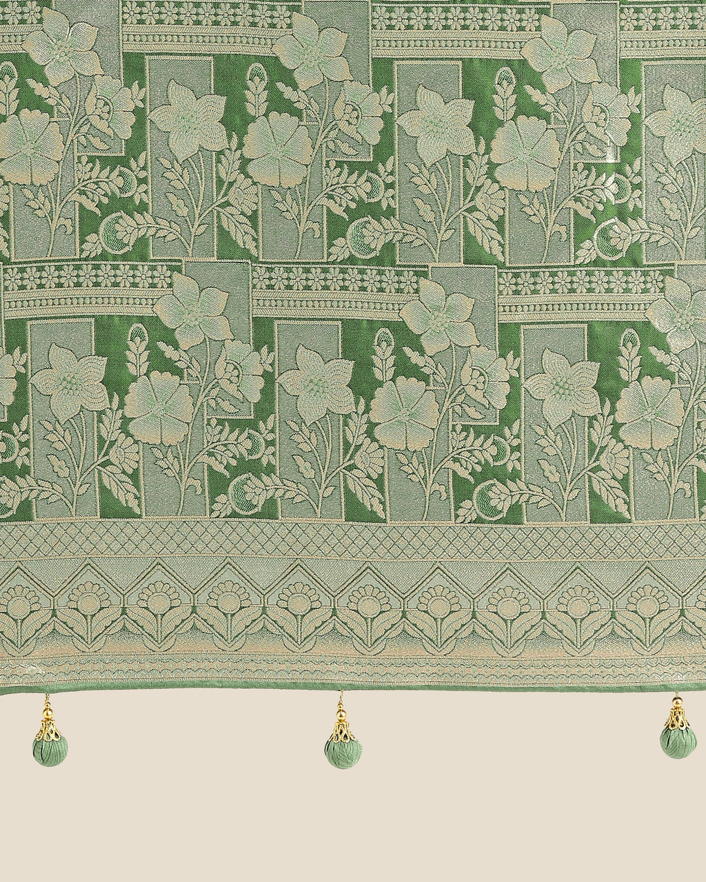 Monjolika Fashion Green Color Banarasi Satin Silk Zari Weaving Festival Saree | Grocsy