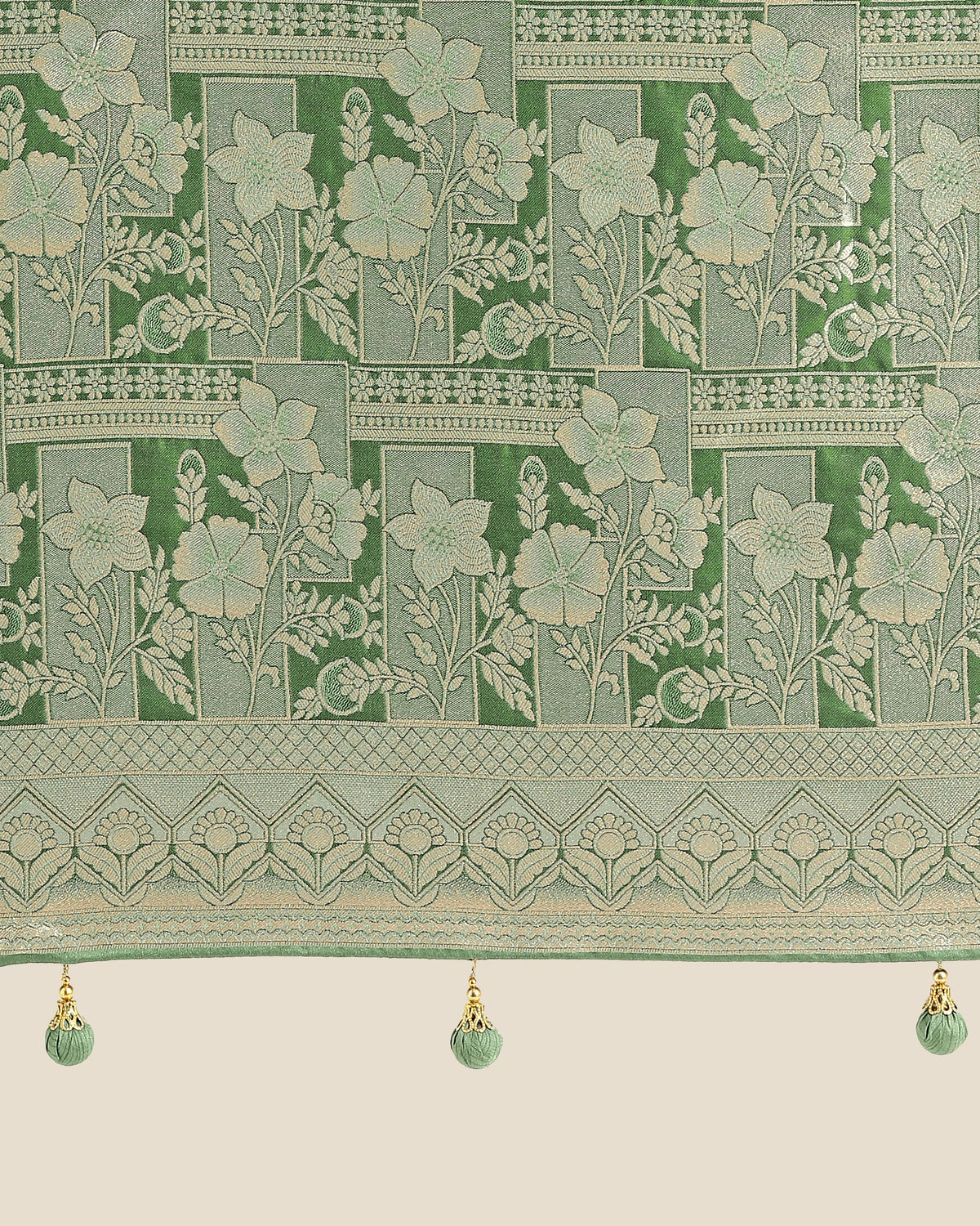 Monjolika Fashion Green Color Banarasi Satin Silk Zari Weaving Festival Saree | Grocsy