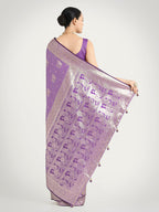 Monjolika Fashion Lavender Color Banarasi Satin Silk Zari Weaving Festival Saree | Grocsy