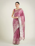 Monjolika Fashion Rose Pink Color Banarasi Satin Silk Zari Weaving Festival Saree | Grocsy