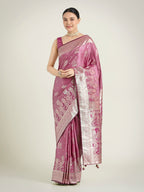 Monjolika Fashion Rose Pink Color Banarasi Satin Silk Zari Weaving Festival Saree | Grocsy