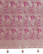 Monjolika Fashion Rose Pink Color Banarasi Satin Silk Zari Weaving Festival Saree | Grocsy