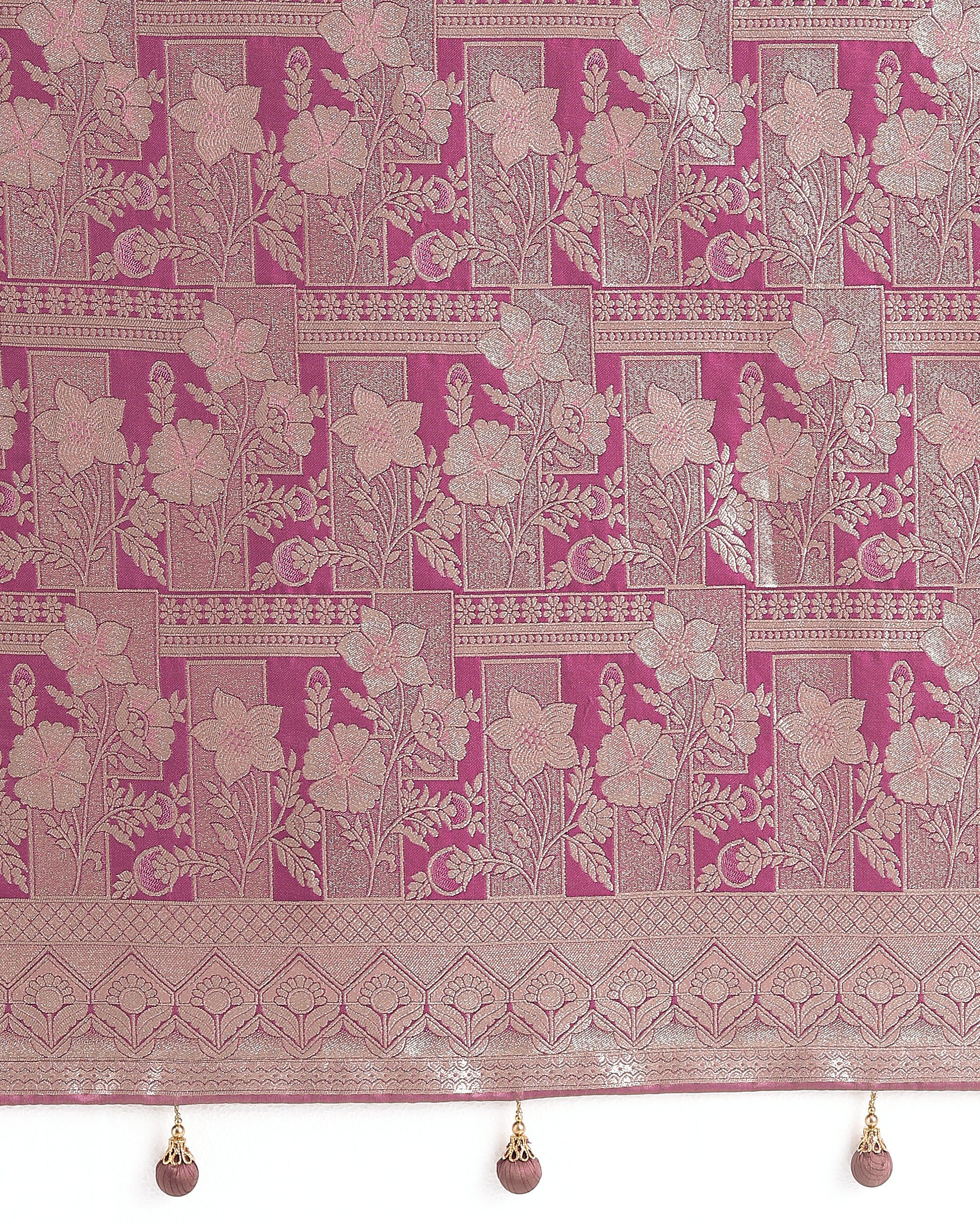 Monjolika Fashion Rose Pink Color Banarasi Satin Silk Zari Weaving Festival Saree | Grocsy