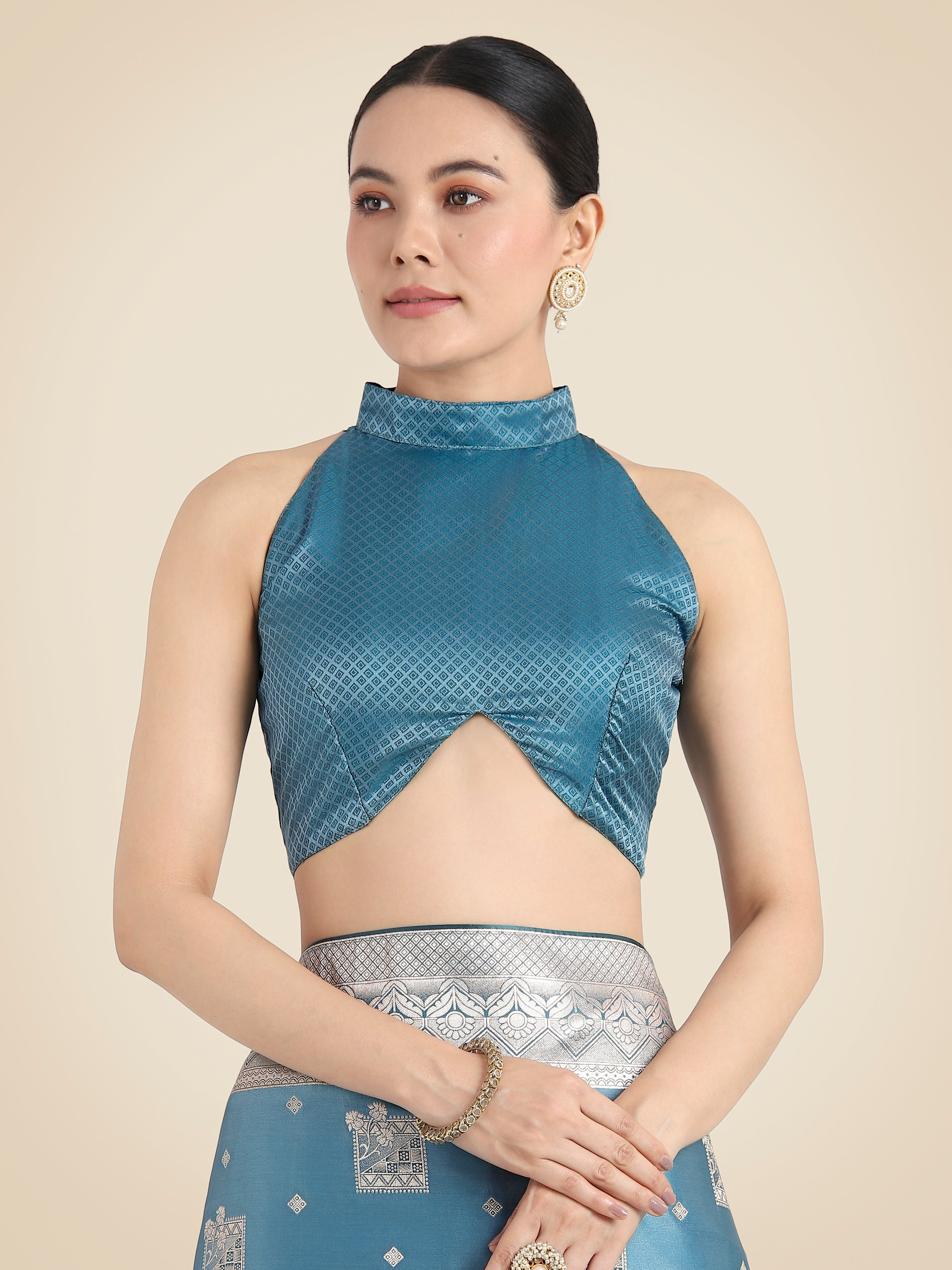 Monjolika Fashion Cyan blue Pink Color Banarasi Satin Silk Zari Weaving Festival Saree | Grocsy