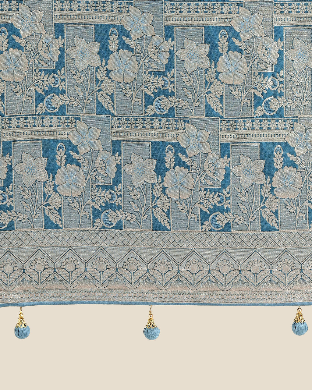 Monjolika Fashion Cyan blue Pink Color Banarasi Satin Silk Zari Weaving Festival Saree | Grocsy