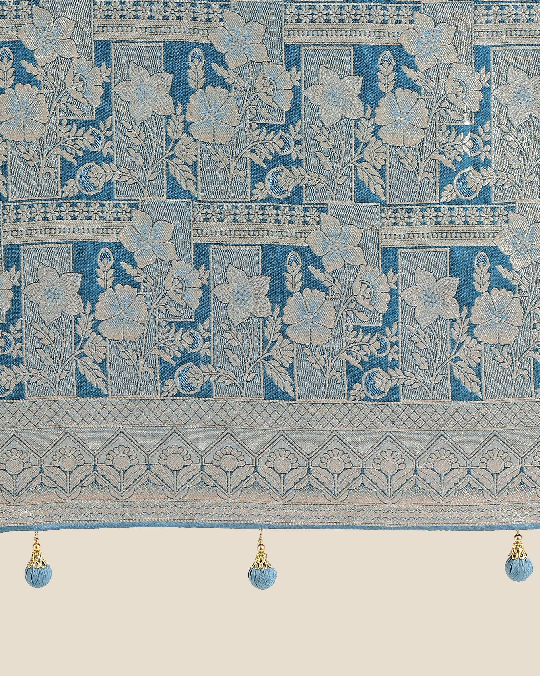 Monjolika Fashion Cyan blue Pink Color Banarasi Satin Silk Zari Weaving Festival Saree | Grocsy