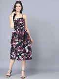 Myshka Multicoloured Floral Organic Cotton Crepe Midi Dress | Grocsy