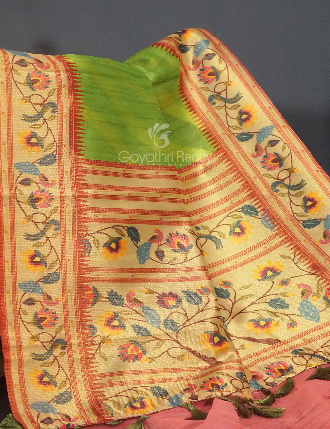 Parrot Green Colour Leheriya Design Regular Wear Saree By Gayathri Reddy Designer Studio | Grocsy
