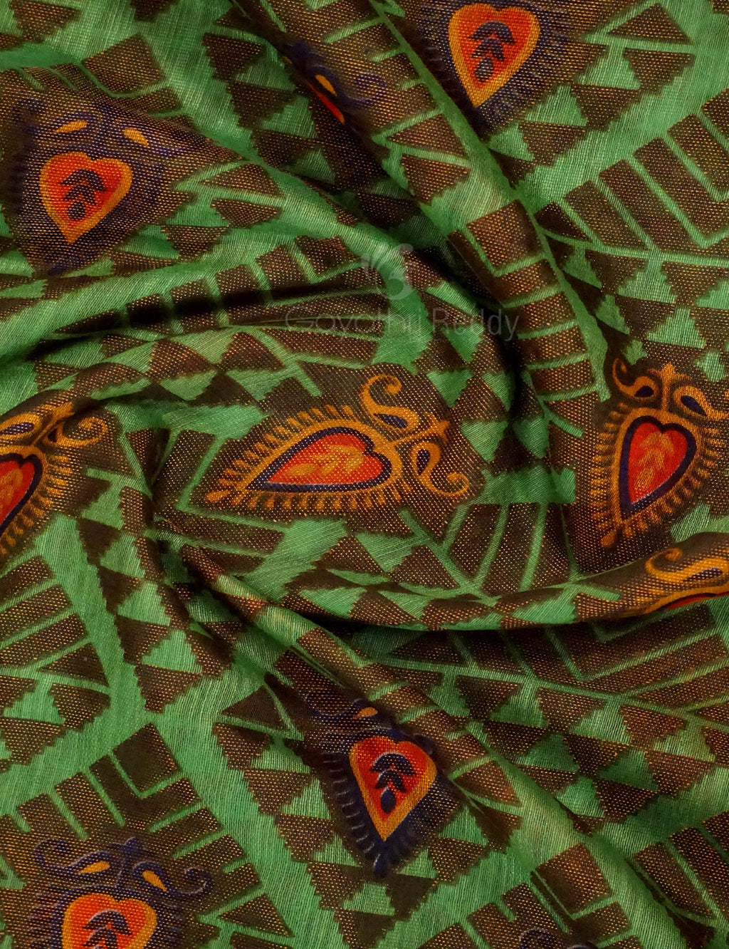 Mehendi Green Colour With Orange Blouse Cotton Brasso Saree By Gayathri Reddy Designer Studio | Grocsy