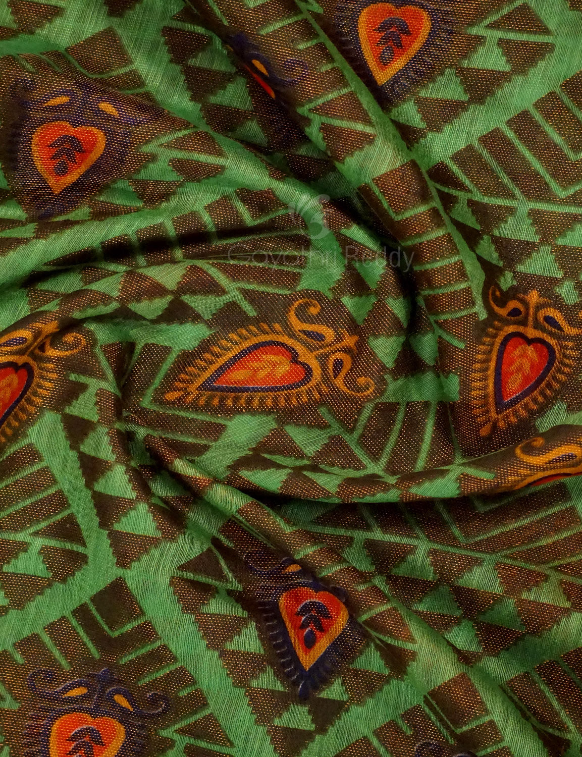 Mehendi Green Colour With Orange Blouse Cotton Brasso Saree By Gayathri Reddy Designer Studio | Grocsy