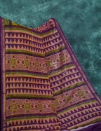Light Orange And Purple Colour Printed Semi Chanderi Saree By Gayathri Reddy Designer Studio | Grocsy