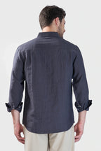 Xkind Dark Grey Crush Wrinkled Regular Fit Shirt | Grocsy