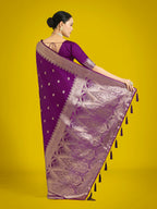 Monjolika Fashion Divine Purple Soft Banarasi Satin Silk Saree With Blouse Piece | Grocsy
