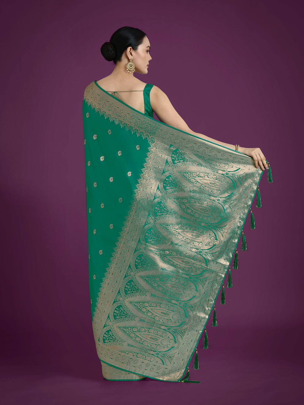 Monjolika Fashion Divine Turquoise Soft Banarasi Satin Silk Saree With Blouse Piece | Grocsy