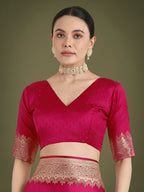 Monjolika Fashion Divine Rani Pink Soft Banarasi Satin Silk Saree With Blouse Piece | Grocsy