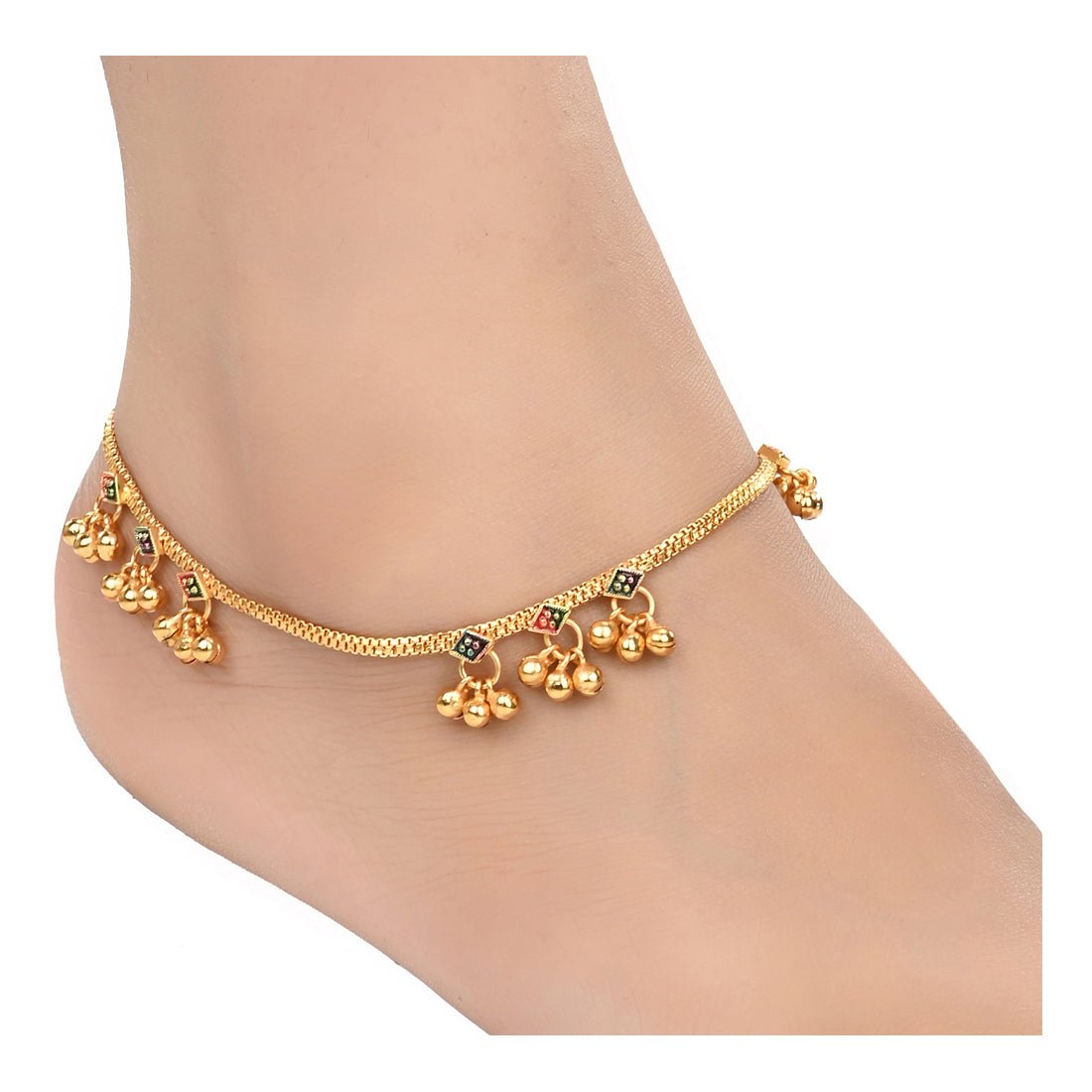 AanyaCentric Gold-Polished Traditional Anklets Payal - Classic and Stylish for Women and Girls | Grocsy