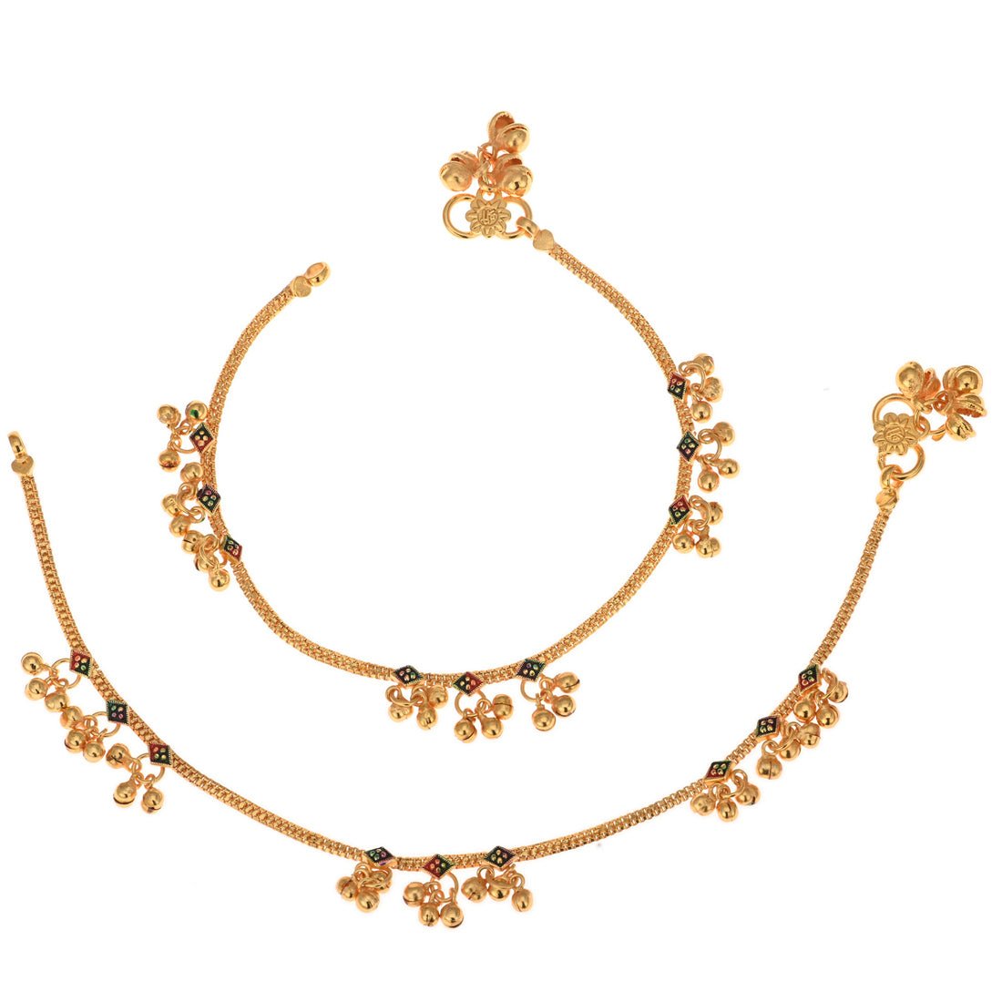 AanyaCentric Gold-Polished Traditional Anklets Payal - Classic and Stylish for Women and Girls | Grocsy