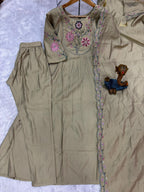 Lorenvalley Fashion Pista Viscose Roman Silk Multi Embroidery Thread With Hand Work Anarkali Kurti Pant Dupatta | Grocsy