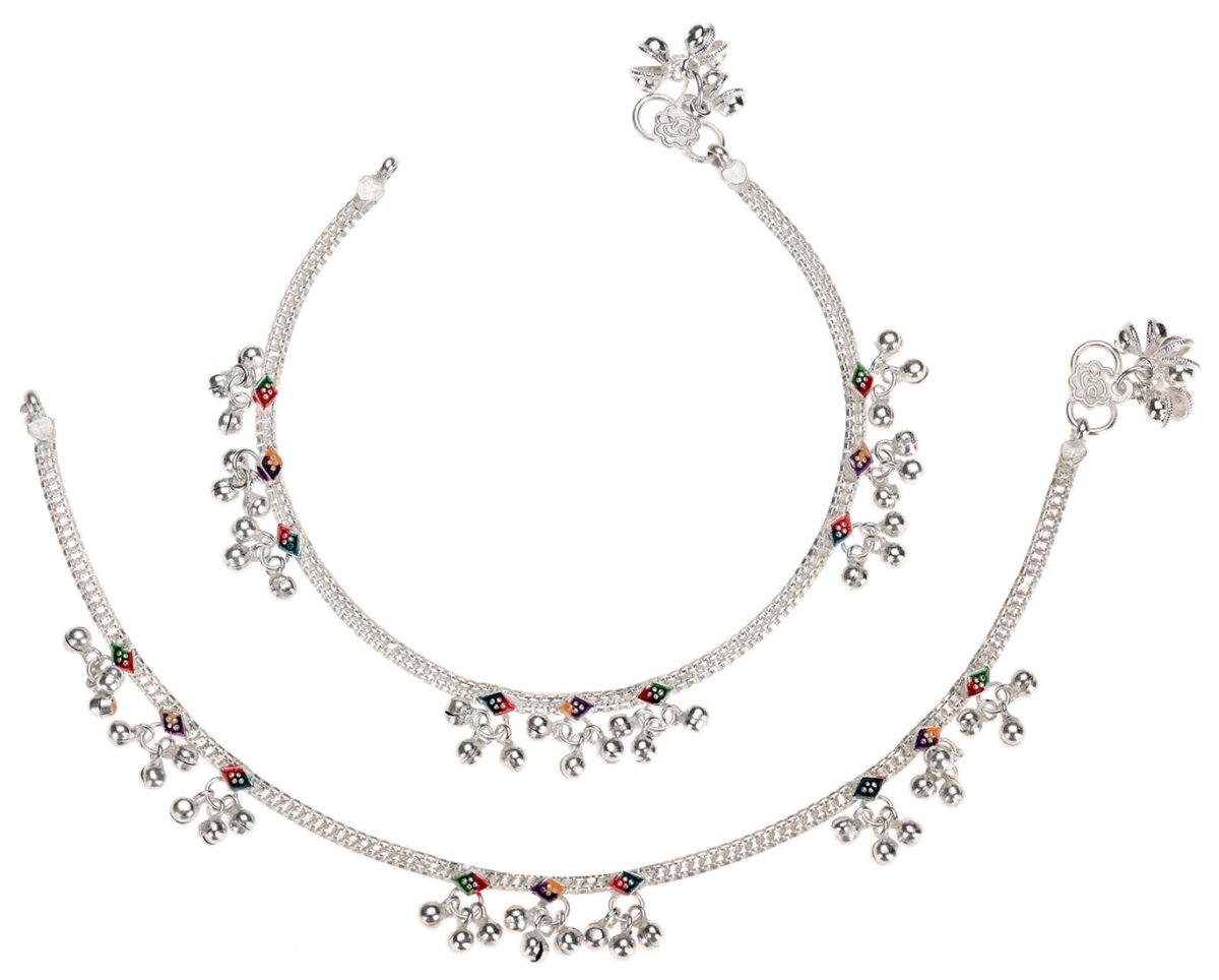 AanyaCentric Silver Plated Traditional Anklets Payal - Classic and Stylish for Women and Girls | Grocsy