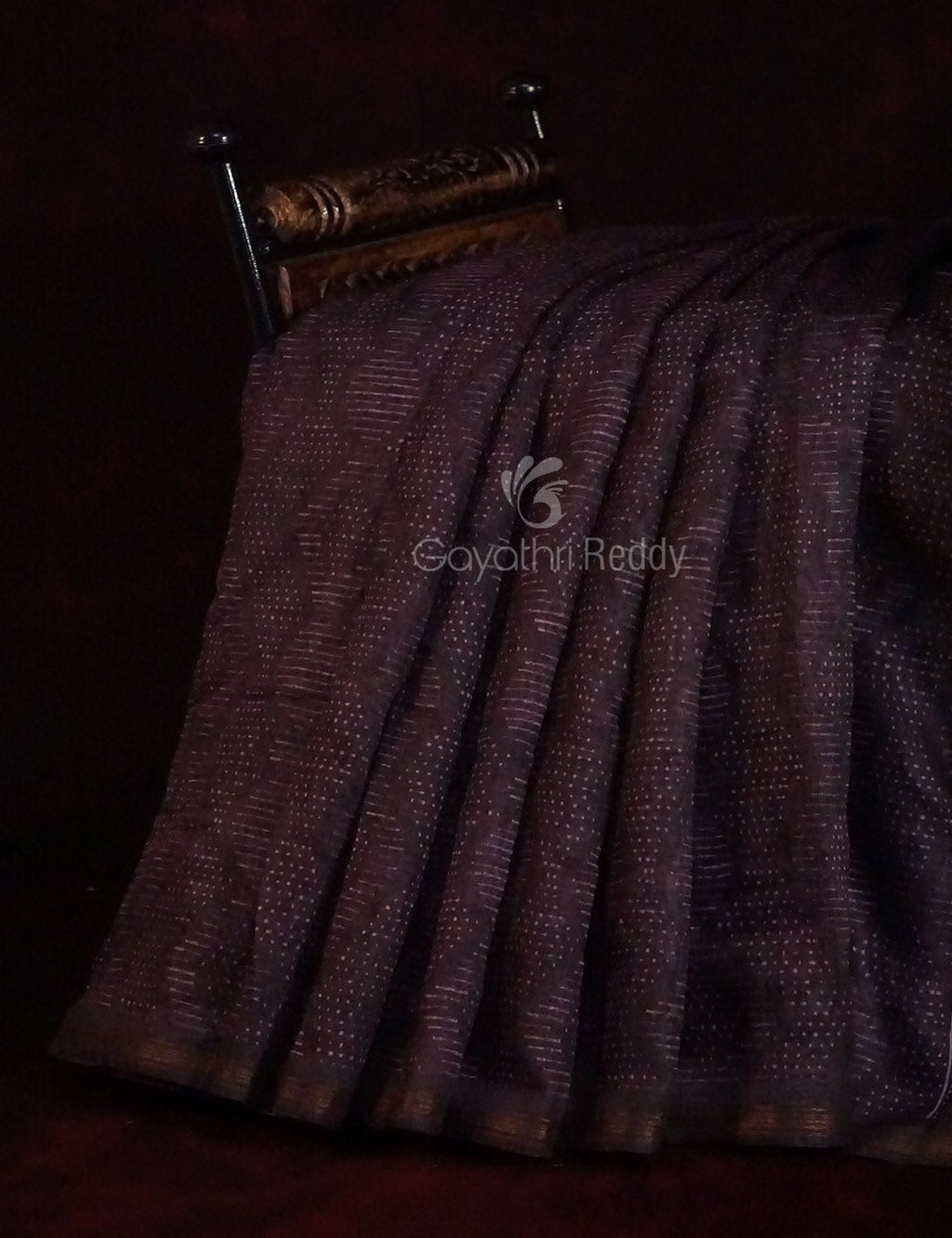 Dark Wine Geometrical Design Semi Chanderi Saree By Gayathri Reddy Designer Studio | Grocsy