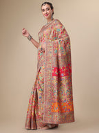 Sangria Beige & Orange Floral Woven Design Pure Silk Saree | Grocsy