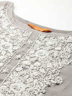 Indo Era Ethnic Motifs Embroidered Thread Work Kurta with Trousers | Grocsy
