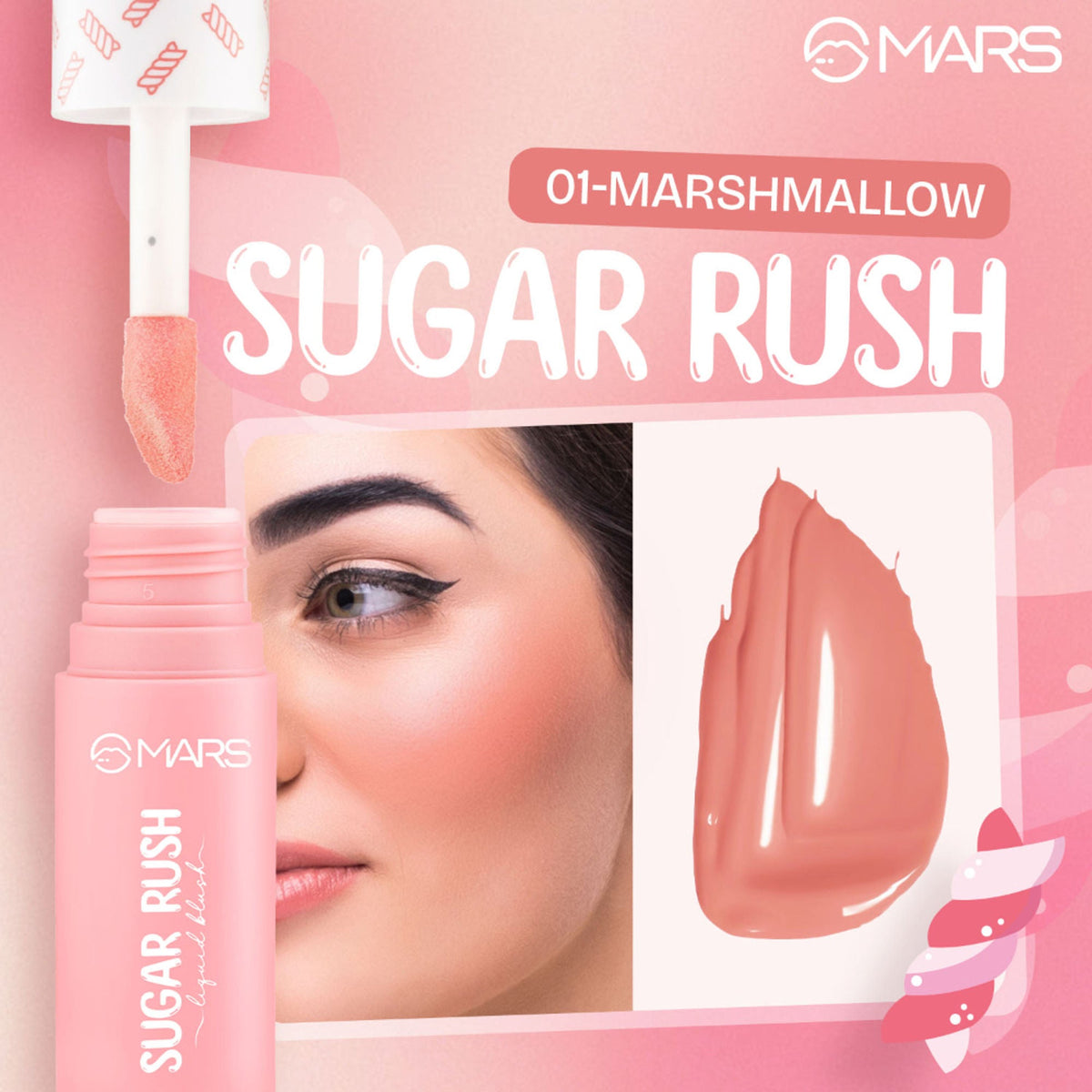MARS Cosmetics Sugar Rush Liquid Blush - 01-MARS Cosmeticsh Mallow | Grocsy