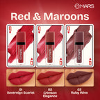 MARS Cosmetics Queen Of Mattes Reds & Maroons Liquid Lipsticks - Reds Maroons | Grocsy