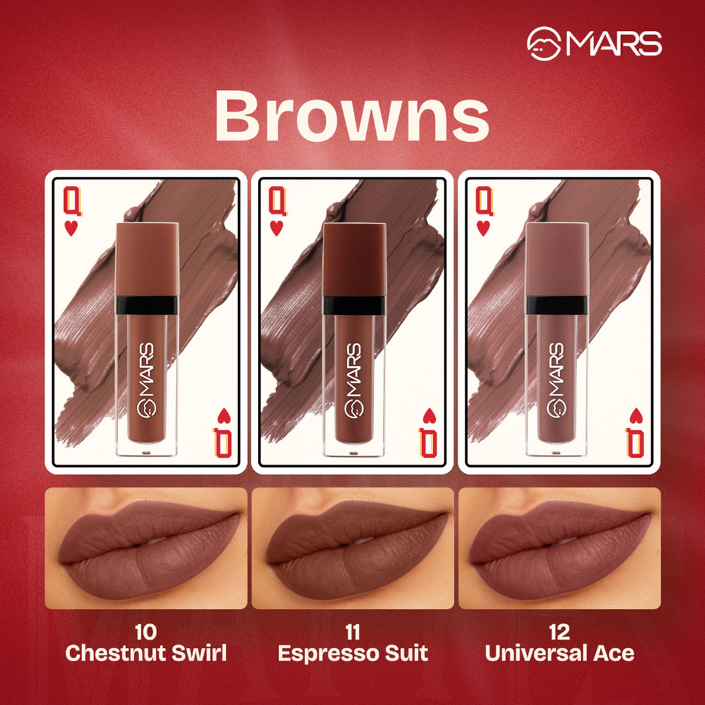 MARS Cosmetics Queen Of Mattes Reds & Maroons Liquid Lipsticks - Browns | Grocsy