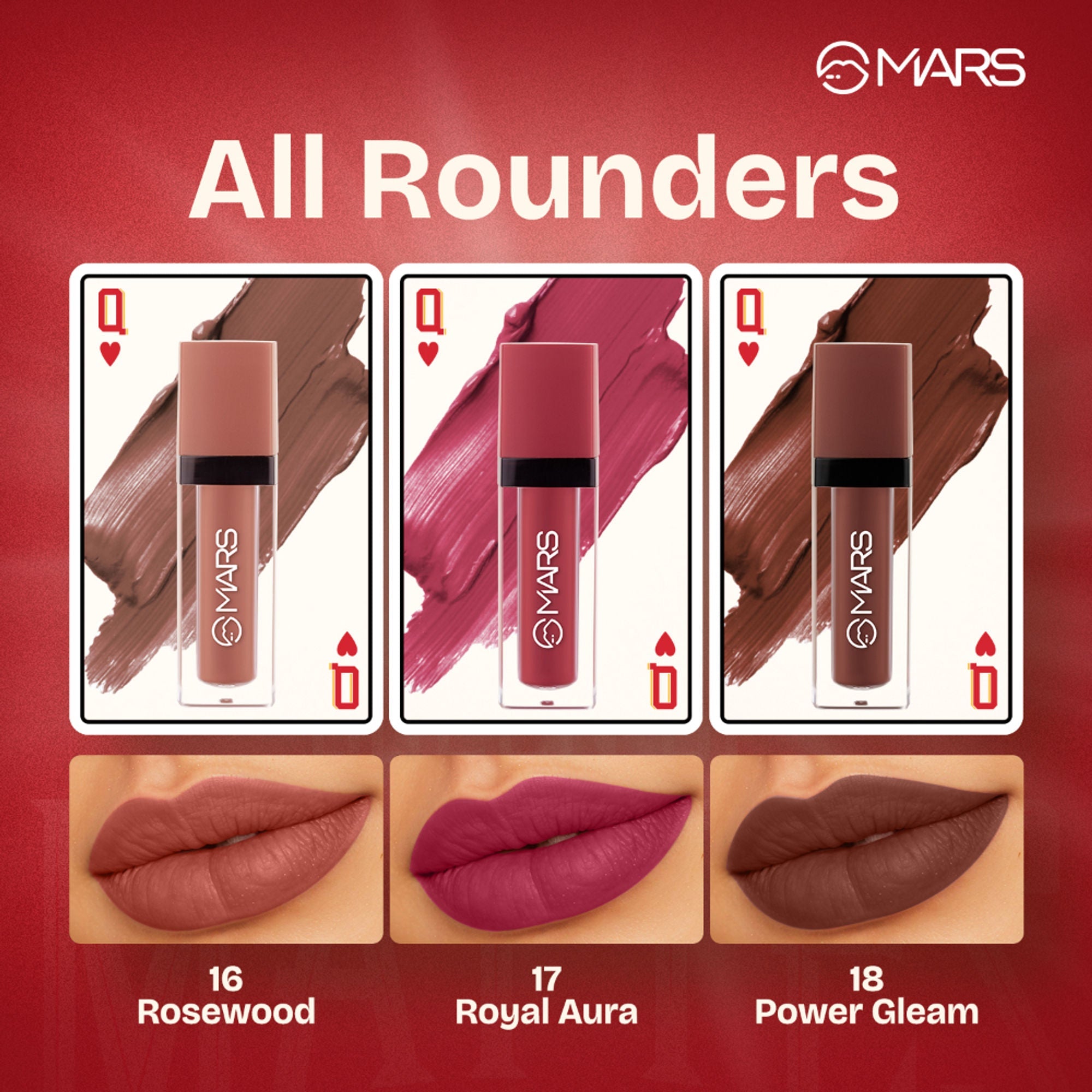 MARS Cosmetics Queen Of Mattes Reds & Maroons Liquid Lipsticks - All Rounder | Grocsy