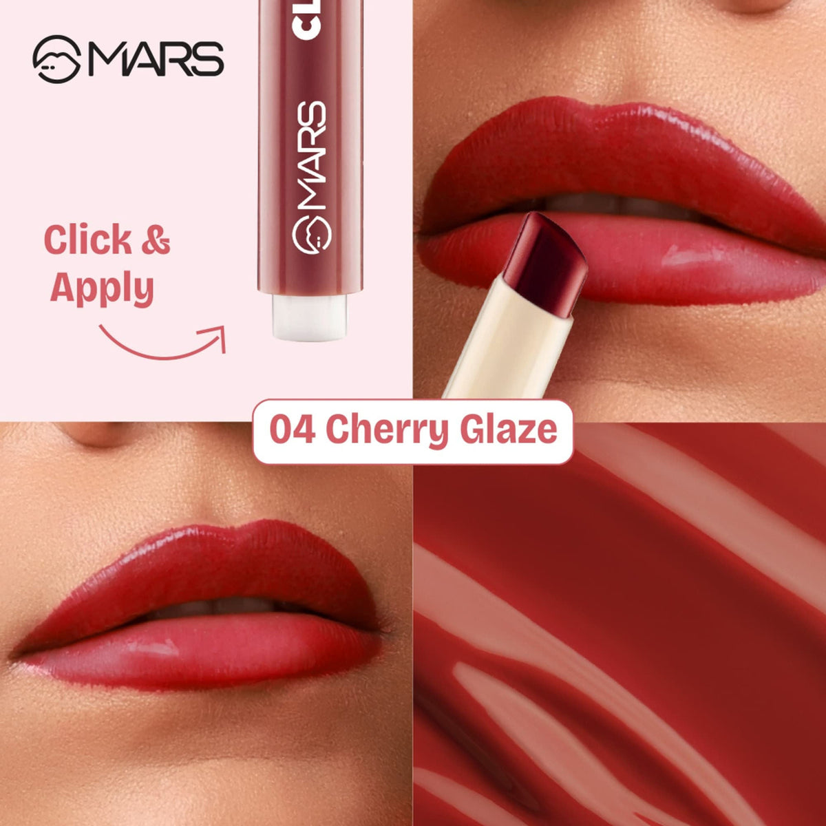MARS Cosmetics Click Stix Gloss Lip Balm - 04-cherry Glaze | Grocsy