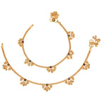 AanyaCentric Gold-Polished Traditional Anklets Payal - Classic and Stylish for Women and Girls | Grocsy