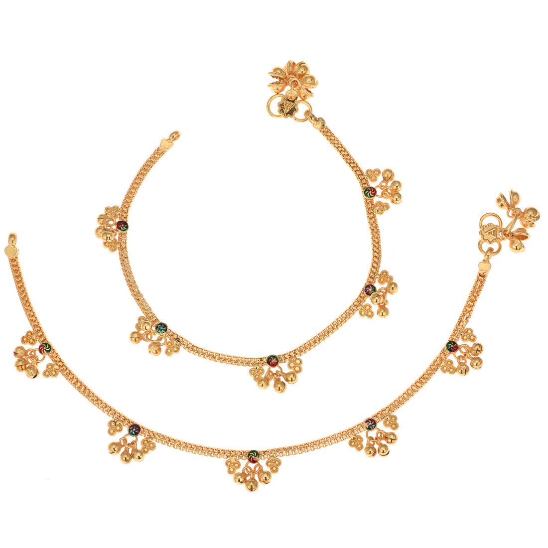AanyaCentric Gold-Polished Traditional Anklets Payal - Classic and Stylish for Women and Girls | Grocsy