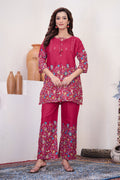 Lorenvalley Fashion Pink Pure Cotton Elegant & Trendy Printed Design Co-Ord Set | Grocsy