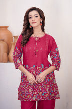 Lorenvalley Fashion Pink Pure Cotton Elegant & Trendy Printed Design Co-Ord Set | Grocsy