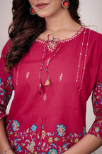 Lorenvalley Fashion Pink Pure Cotton Elegant & Trendy Printed Design Co-Ord Set | Grocsy