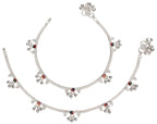 AanyaCentric Silver Plated Traditional Anklets Payal - Classic and Stylish for Women and Girls | Grocsy