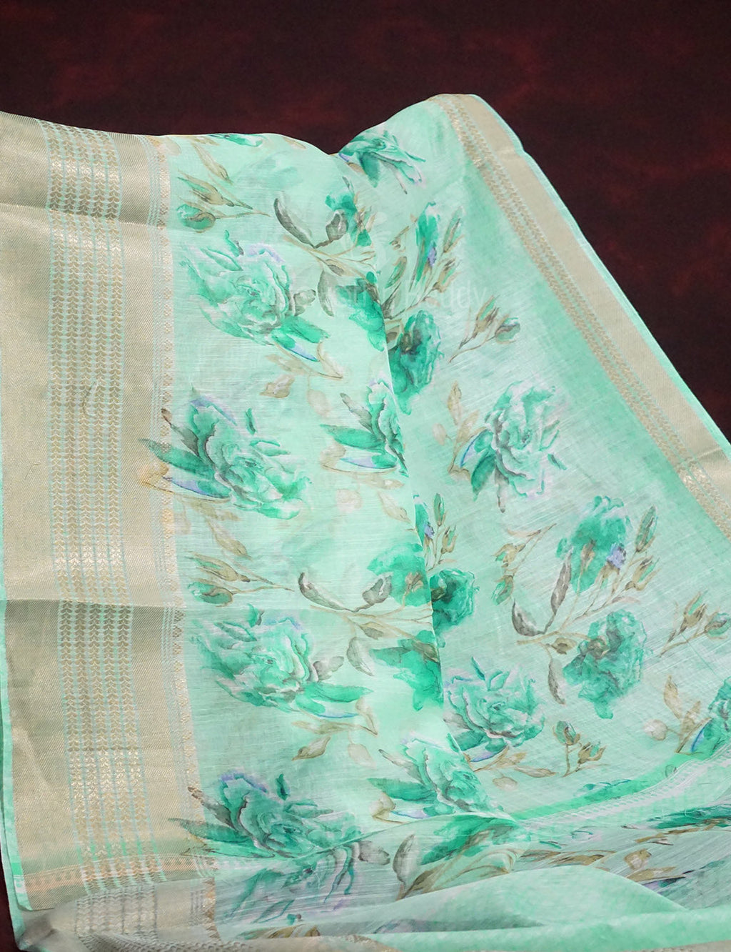 Shades of Mint Green Colour Printed Semi Chanderi Saree By Gayathri Reddy Designer Studio | Grocsy
