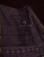 Dark Wine Geometrical Design Semi Chanderi Saree By Gayathri Reddy Designer Studio | Grocsy