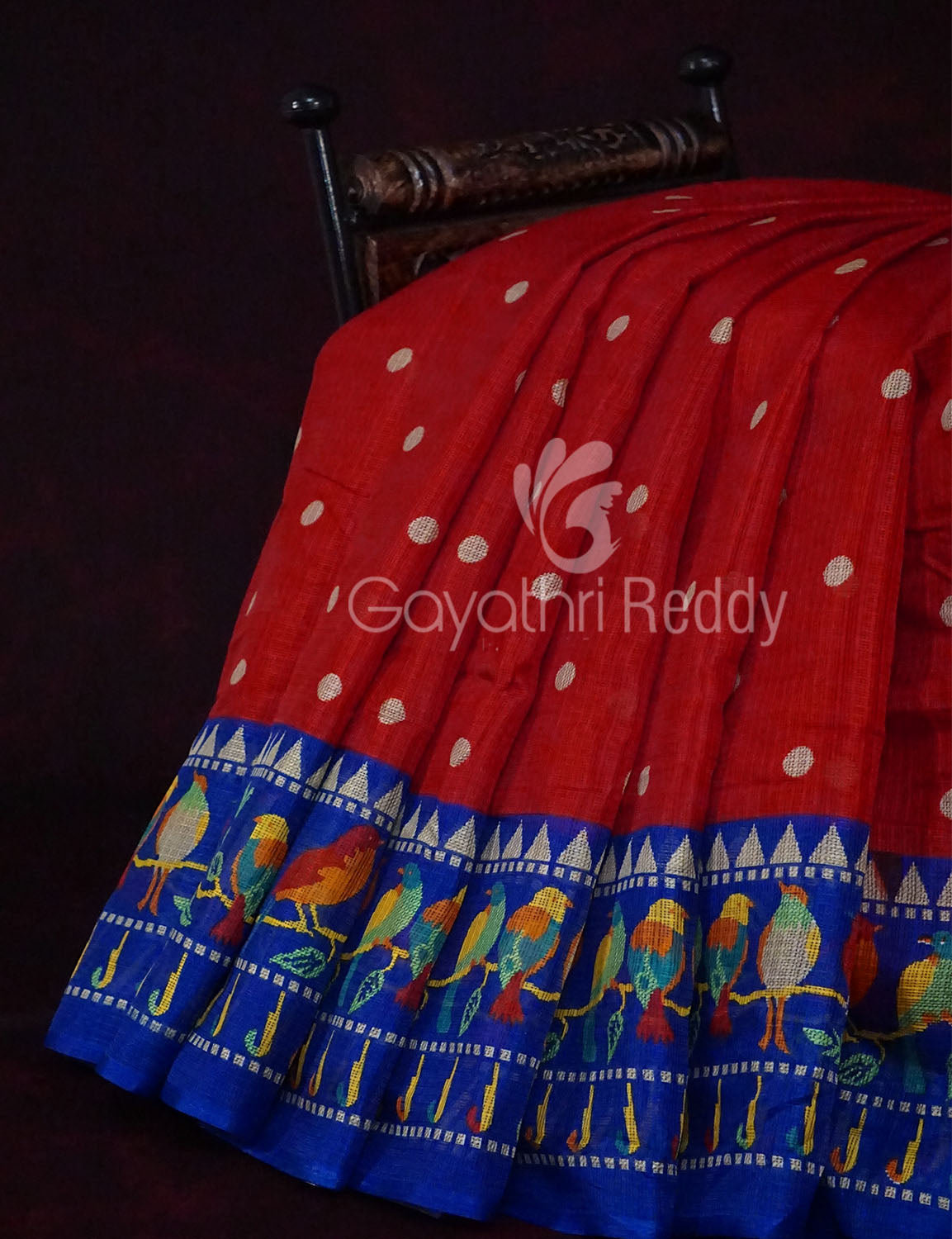 Red Colour Saree With Paithani Print Semi Soft Silk Kota Saree By Gayathri Reddy Designer Studio | Grocsy