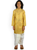 Sethukrishna Boys Gold-Toned & White Printed Kurta with Dhoti Pants | Grocsy