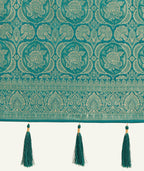 Monjolika Fashion Effervescent Turquoise Soft Banarasi Satin Silk Saree With Elision Blouse Piece | Grocsy
