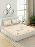 SPACES Pattern Art Cream Printed Egyptian Cotton 350 TC King Bedsheet & 4 Pillow Covers | Grocsy