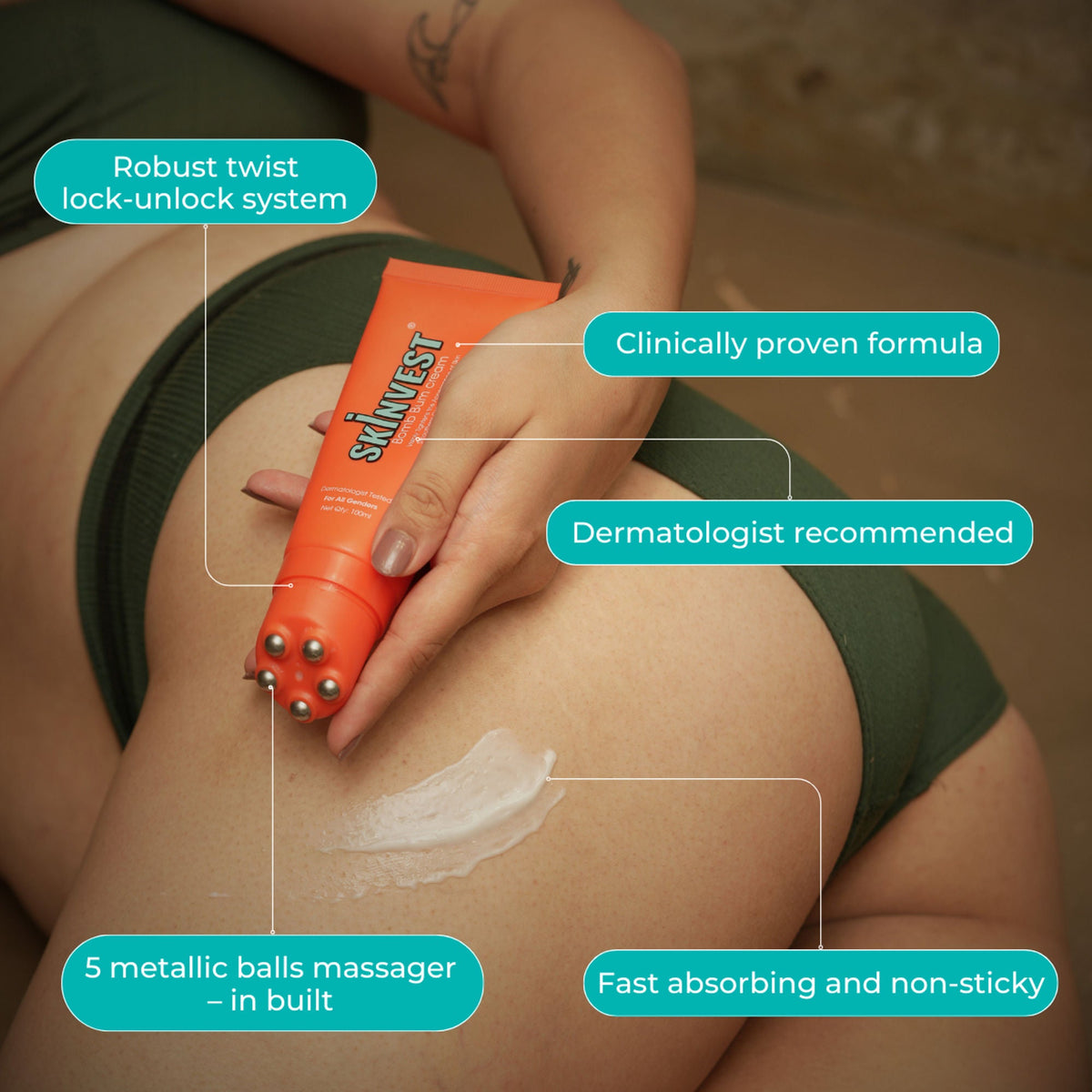 Skinvest Bomb bum cream for Stretch Marks + Cellulite | Grocsy