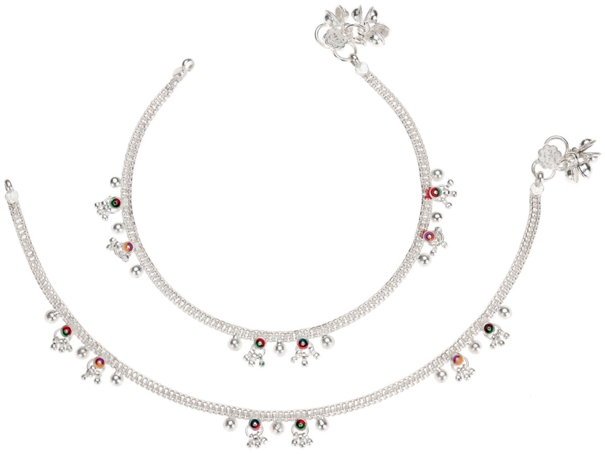 AanyaCentric Silver Plated Traditional Anklets Payal - Classic and Stylish for Women and Girls | Grocsy