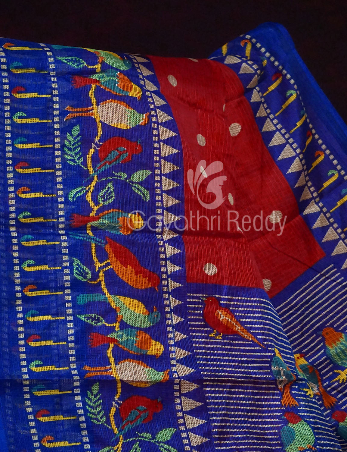 Red Colour Saree With Paithani Print Semi Soft Silk Kota Saree By Gayathri Reddy Designer Studio | Grocsy